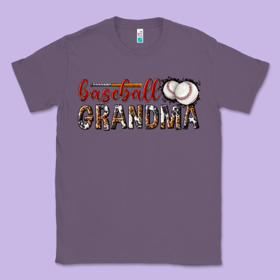 Classic Tee baseball grandma with leopard