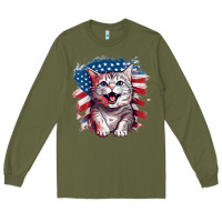 Army Green cat2 Long Sleeve Tee - Unal Design