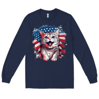 Navy cat2 Long Sleeve Tee - Unal Design