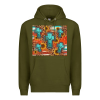 Army Green turquoise cross pattern Premium Hoodie - Jasminsmagicworld
