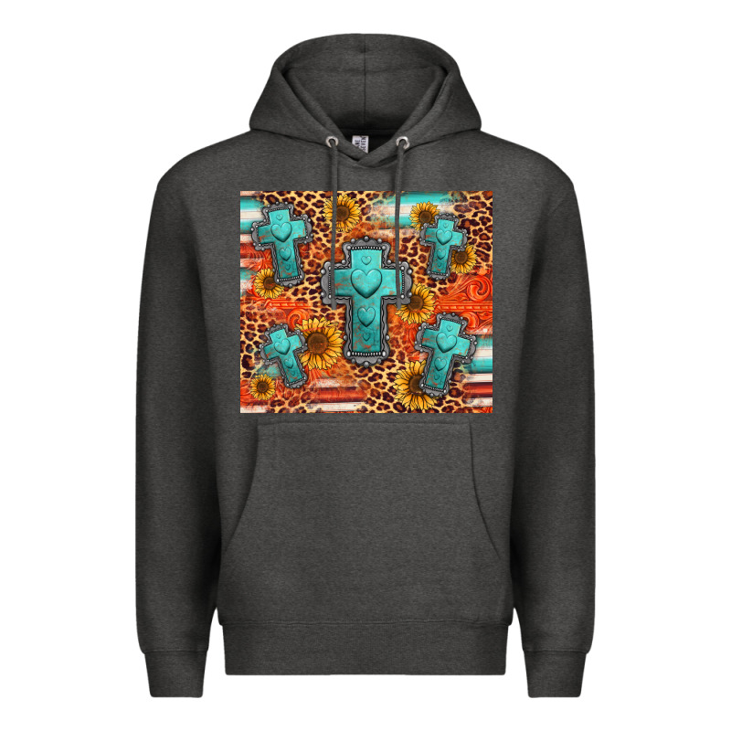 Turquoise Cross Pattern Premium Hoodie by Jasminsmagicworld | Teevron