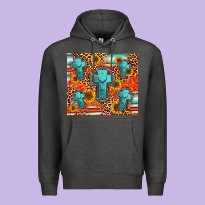 Turquoise Cross Pattern Premium Hoodie Designed By Jasminsmagicworld