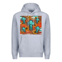 Heather Grey turquoise cross pattern Premium Hoodie - Jasminsmagicworld