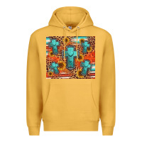 Mustard turquoise cross pattern Premium Hoodie - Jasminsmagicworld