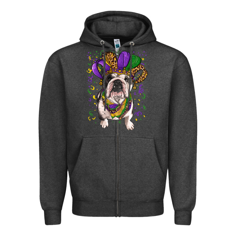 Mardi Gras Hat  English Bulldog Zipper Hoodie by RanaPortraitStore | Teevron