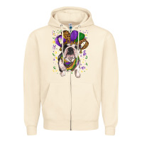 Sandshell mardi gras hat  english bulldog Zipper Hoodie - RanaPortraitStore