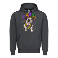 Smoke mardi gras hat  english bulldog Zipper Hoodie - RanaPortraitStore