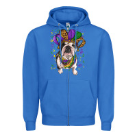 True Royal mardi gras hat  english bulldog Zipper Hoodie - RanaPortraitStore