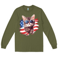 Army Green cat2 Long Sleeve Tee - Unal Design
