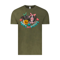 Vintage Olive hogs and kisses pigs Vintage Tee - Artiststas