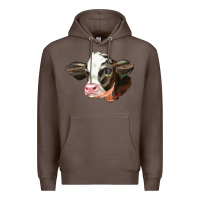 Coffee holstein calf face Premium Hoodie - LillyAllenDesigns