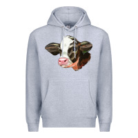 Heather Grey holstein calf face Premium Hoodie - LillyAllenDesigns