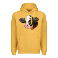 Mustard holstein calf face Premium Hoodie - LillyAllenDesigns