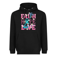 Black faith hope love  cross and ribbon Heavyweight Hoodie - HRA Design Shop