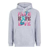 Heather Grey faith hope love  cross and ribbon Heavyweight Hoodie - HRA Design Shop