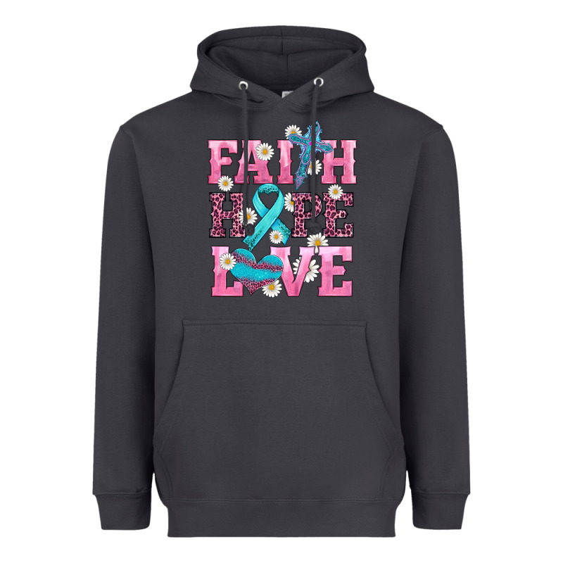 Faith Hope Love  Cross And Ribbon Heavyweight Hoodie by HRA Design Shop | Teevron
