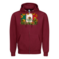 Burgundy mexican flag Zipper Hoodie - Zillion Design Studio