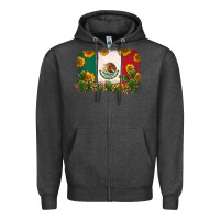 Charcoal Heather mexican flag Zipper Hoodie - Zillion Design Studio