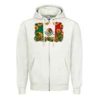 Oatmeal Heather mexican flag Zipper Hoodie - Zillion Design Studio