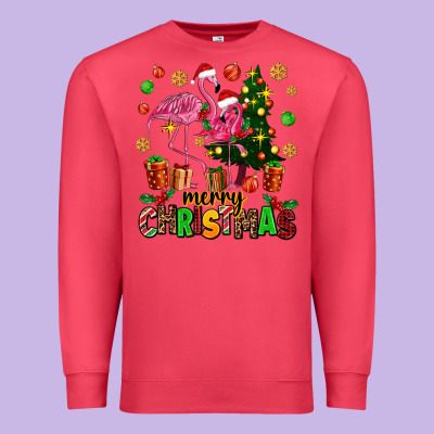 Flamingo Merry Christmas Premium Sweatshirt Designed By Adodesignshop