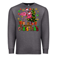 Charcoal Heather flamingo merry christmas Premium Sweatshirt - AdoDesignShop