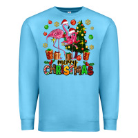 Ocean Blue flamingo merry christmas Premium Sweatshirt - AdoDesignShop