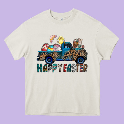 Happy Easter Truck Heavy Core Tee Designed By Cowhidedigitalart
