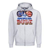Heather Grey all american dude Zipper Hoodie - texasbilliewilder