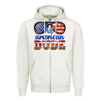 Oatmeal Heather all american dude Zipper Hoodie - texasbilliewilder
