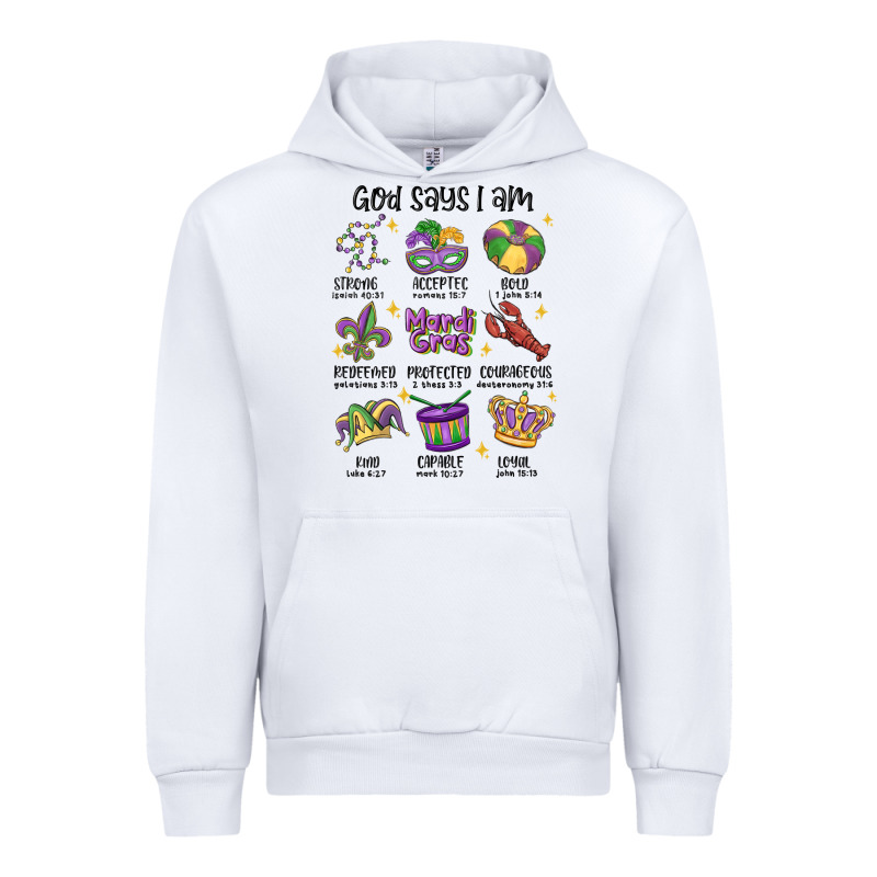 God Says I Am Mardi Gras Urban Hoodie by MaliasSmallBusiness | Teevron