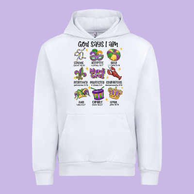 God Says I Am Mardi Gras Urban Hoodie Designed By Maliassmallbusiness