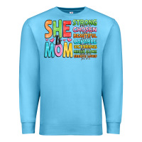 Ocean Blue she is mom Premium Sweatshirt - JahusDesignShop