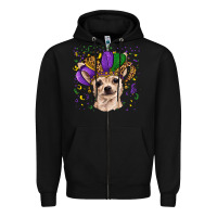 Black mardi gras hat chihuahua Zipper Hoodie - RanaPortraitStore