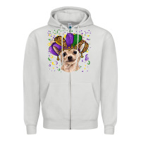 Dove Grey mardi gras hat chihuahua Zipper Hoodie - RanaPortraitStore