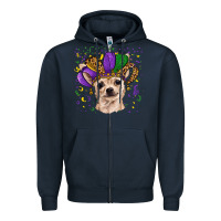 Navy mardi gras hat chihuahua Zipper Hoodie - RanaPortraitStore