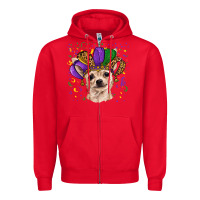 Red mardi gras hat chihuahua Zipper Hoodie - RanaPortraitStore