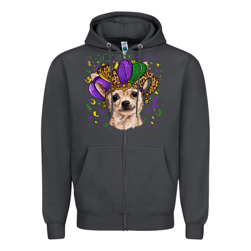 Mardi Gras Hat Chihuahua Zipper Hoodie by RanaPortraitStore | Teevron