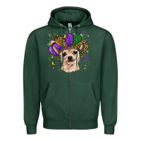 Sports Green mardi gras hat chihuahua Zipper Hoodie - RanaPortraitStore