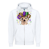 White mardi gras hat chihuahua Zipper Hoodie - RanaPortraitStore