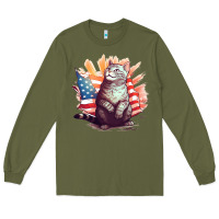 Army Green cat8 Long Sleeve Tee - Unal Design