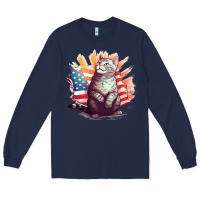 Navy cat8 Long Sleeve Tee - Unal Design