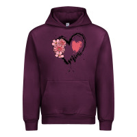Mauve Wine mimi flower heart Urban Hoodie - MaliasSmallBusiness