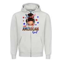 Dove Grey all american girl messy bun Zipper Hoodie - texasbilliewilder