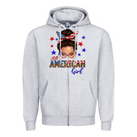Heather Grey all american girl messy bun Zipper Hoodie - texasbilliewilder