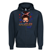 Navy all american girl messy bun Zipper Hoodie - texasbilliewilder