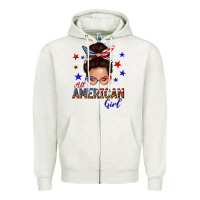Oatmeal Heather all american girl messy bun Zipper Hoodie - texasbilliewilder