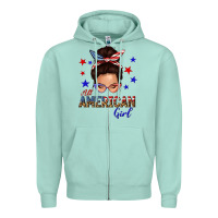Seafoam all american girl messy bun Zipper Hoodie - texasbilliewilder