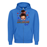 True Royal all american girl messy bun Zipper Hoodie - texasbilliewilder