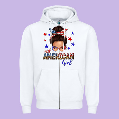 Zipper Hoodie all american girl messy bun