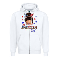 White all american girl messy bun Zipper Hoodie - texasbilliewilder